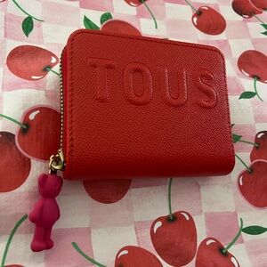 Red Wallet with Pink Bear Charm